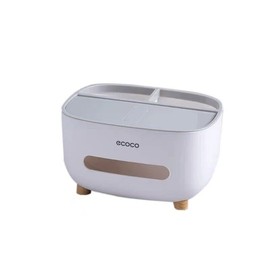 AIMALL Multifunction Tissue Box Cover and Storage Organizer, 8.27 x 6.3 x 4.72 Inch Table Napkin Holder, Paper Dispenser for Bedroom, Bathroom, Kitchen, Office, Rectangular Design