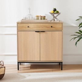 Mericonia Sideboard Buffet Cabinet with Drawer, Farmhouse Coffee Bar Station Table, Kitchen Storage with Doors and Adjustable Shelves, Modern Wood Cupboard for Dining Room, Livingroom, Entryway