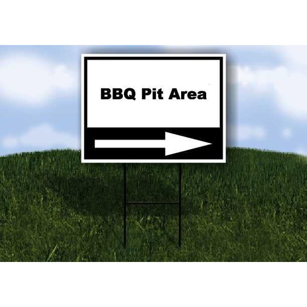 BBQ Pit Area Black White Right Arrow Single Sided 18x24