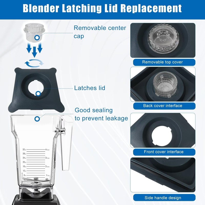 Vicue Upgraded Blender Latching Lid Replacement for Blendtec-Commercial WildSide+ &