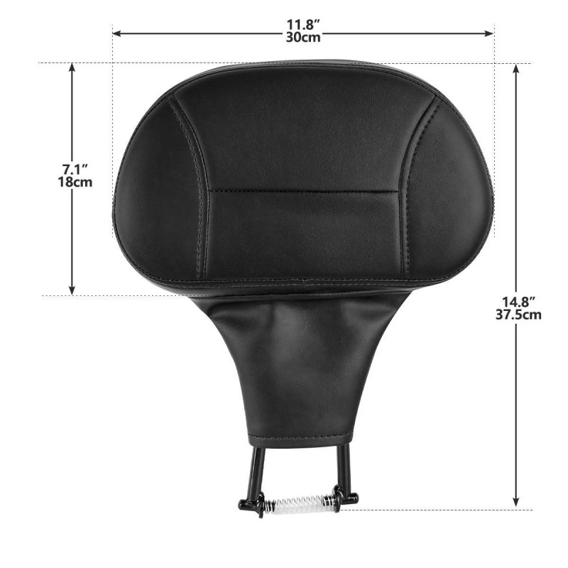TCMT Black Front Rider Driver Backrest Pad Fit For Harley