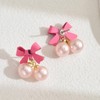 Pink Bow Earrings for Women Christmas Bow Earrings Cute Ribbon