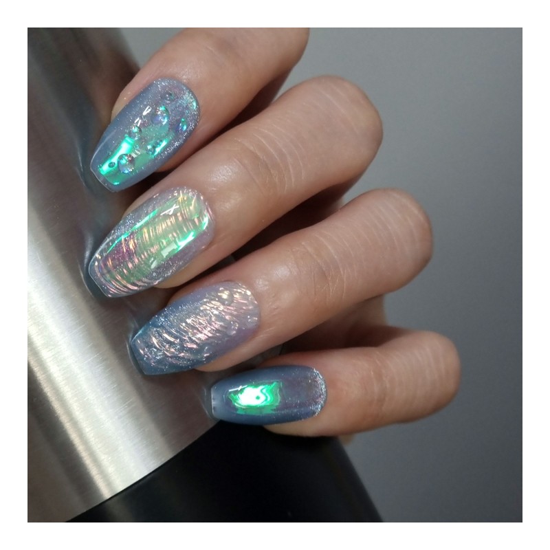 Scallop Blue Uru Handmade Nail Tip - Petit Round /