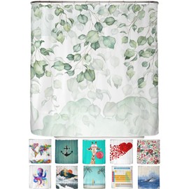 arteneur® Hanging Leaves, Anti-Mould Shower Curtain, 180 x 200 cm, with Oeko-Tex Standard 100, Weighted Hem, Opaque, Waterproof, Washable, 12 Rings
