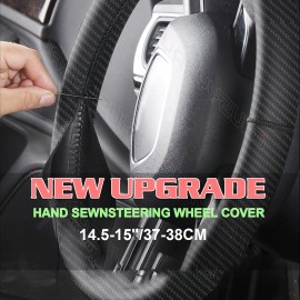 CHUSYYRAY For Mustang 15" 38cm Carbon Fiber Leather Car Steering Wheel Cover