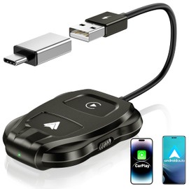 hooyomi Wireless Carplay Adapter, 2025 Upgrade 2 in 1 Plug & Play Dongle, Converts Wired CarPlay to Wireless, One-Click Switching to Instantly Adapt to Android and A-pple Devices, Black