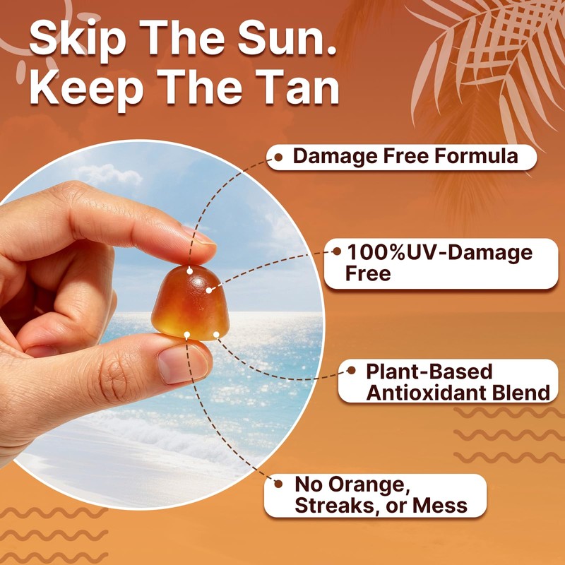 Tanning Gummies Sunless Tanning Supplement for Women and Men, 60