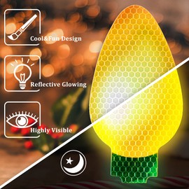 Whaline 49Pcs Christmas Reflective Car Magnets Set 36Pcs Colorful Bulb Light Magnets with 13Pcs Lines Refrigerator Garage Magnet Decals for Xmas Holiday Birthday Cars Mailbox Window Decoration