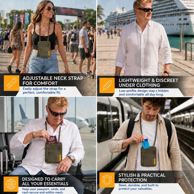 VENTURE 4TH Portadocumentos de Cuello Cartera de Viaje con Tecnología