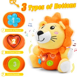 Baby Toys 6 to 12 Months - Infant Baby Musical Toy for 1 Year Old Boys & Girls - Cute Lion Plush Toys Newborn Toy 0 3 6 9 12 Month Best Gift
