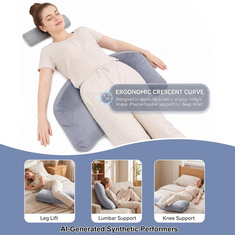 Velvet Positioning Cushion, Position Pad, Ergonomic Crescent Leg Elevation Pillow