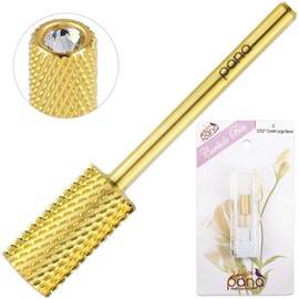 PANA Crystal Top Nail Drill Bits - 3/32'' Large Barrel Gold Carbide Bits Coarse - Suitable for Manicure Pedicure Cuticle Gel Polishing Beginners Bits