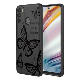 Duccinp Funda para Motorola Moto G60, Ultrafina Flexible Suave TPU Silicona Negro Carcasa con Mariposa Dibujos, Antigolpes Anti-arañazos Protectora Case para Moto G60