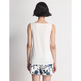 GYS Women's Pajamas Set Bamboo Viscose Short Sleeve Top and Shorts 2 Piece Summer Sleepwear, Blue Rose, X-Large