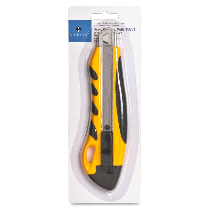 Sparco PVC Grip Knife, Stainless Steel Chamber, Yellow/Black (SPR15851)