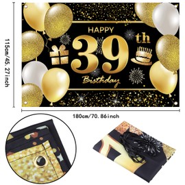 39th Happy Birthday Banner IMISI Birthday Decorations Birthday Backdrop Decorations for a Party