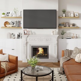 Heimlove 36 Inch Floating Shelves for Wall 8 Inch Deep Oak Shelves Set of 2,Wall Mounted Rustic Wood Long Floating Shelf with Invisible Brackets for Bedroom Kitchen Living Room