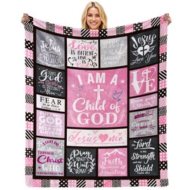 Rimasol Bible Blanket Religious Gifts for Women I Am A Child of God 50X60 Throw Blanket Christmas Faith Gifts for Christian Women Jesus Gifts for Woman Bible Verse Throw and Blanket for Godmother