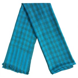 Mehrunnisa Envoltura hecha a mano de lana de cachemira pura Pashmina – Unisex, Turquesa, 78X28