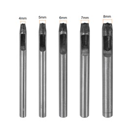 sourcing map 5Pcs Leather Hole Punch Set 4mm-8mm Steel Hollow Round Hole Punch Set Leather Hole Punch Cutter for Belts, Watch Band, Paper, Plastic, Leather Crafting