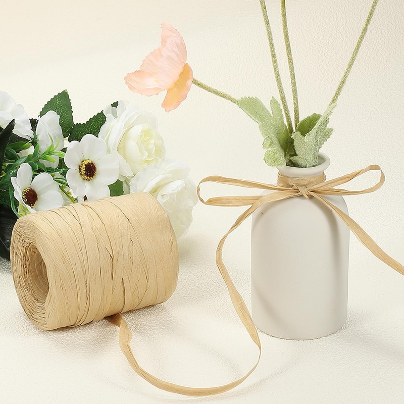 PATIKIL Raffia Ribbon 219 Yard, 1 Roll Natural Packing Paper