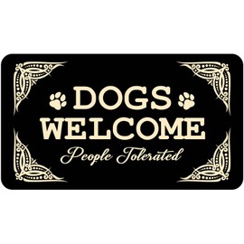 Dogs Welcome People Tolerated Door Mat 30x17 Inch Dog Welcome Mats Front Door Black Doormats Funny Welcome Mat Outdoor Indoor Entryway Doormat with Rubber Backing Housewarming Gift