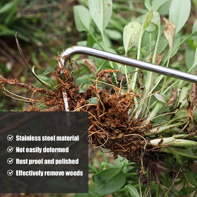 EYVRPAU Weeder Stainless Steel Manual Weeder Root Weeder with Wooden