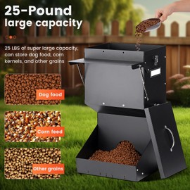 PKNYBZH Automatic Dog Feeder Large Breed with Lid, 25 Lbs Outdoor and Intdoor Gravity Dog Feeder and Hanging Self Feeding Dogs Food Dispenser, Automatic Dogs Feeders For Large Dogs, Cats, Deer, Chicks