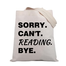 PLITI Reading Tote Bags For Women Bookworm Gift Book Lover Canvas Handbag Sorry Can't Reading Bye Bookish Book Nerd Gift (Reading Bye TGU)