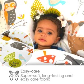 Bloomsbury Mill - Kids Pillow Cases 2 Pack - Woodland Animals Design - Pillow Covers for Boys & Girls Duvet Cover Sets or Kids Travel Pillow - Pair of Childrens Pillowcases (Extra) - 50x75cm