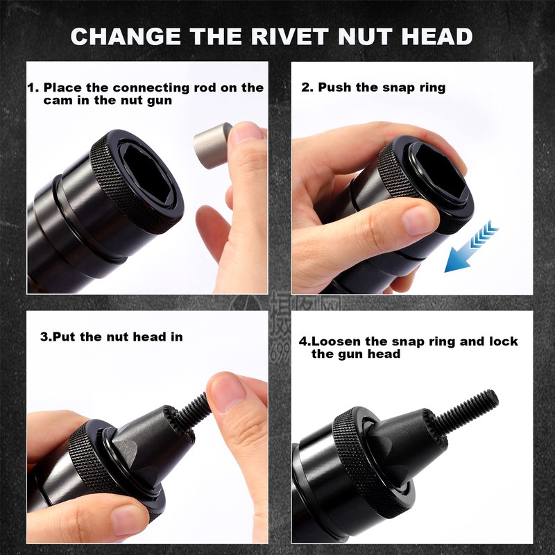 KIARUO M6 M8 M10 Metric Self-Locking Rivet Nut Gun Head,