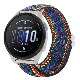 Compatible with Forerunner 165 Smart Watch Bands, Lamshaw 20mm Stretch Elastics Nylon Adjustable Replacement Strap Accessories Compatible for Forerunner 165/Venu Sq/Venu Sq 2/Vivomove Sport/Vivoactive 5/Forerunner 55/Forerunner 245 Smartwatch (Purple Blu