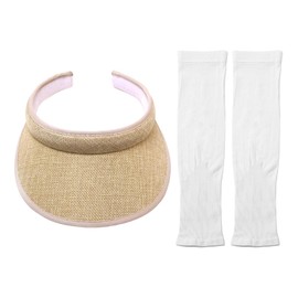 HDGSAFD 1 x children's hat and 1 pair of ice sleeves, outdoor sun protection products, simple and versatile sun hat, fashionable sun hat., beige, M