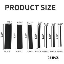 254 Pcs Heat Shrink Tubing Black Insulation Sleeve Heat Shrink Cable Sleeve Heatshrink Sleeving Kit for Electric Insulation and Repairs