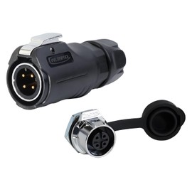 CNLINKO LP-12 4 Pin Connector IP68 Waterproof Circular Electrical Plug for Outdoor Equipment Solar Industrial Machinery DC 12V Threaded Single Port Metal-Reinforced Kit (4-Pin)