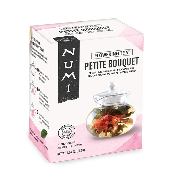 Numi Organic Tea Petite Bouquet, 4 Count Box of Flowering Tea Blossoms (Packaging May Vary)