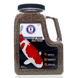 San Francisco Bay Brand Premium Koi Fish Food 4 lbs - Medium Floating Pellets Fish Food, All-Natural Spirulina & Probiotics Koi Food, Complete Multi-Season Diet, Enhance Color & Immunity, 36% Protein