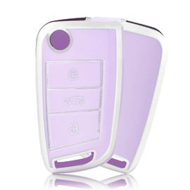 OFFCURVE Key Case Car Key Cover Key Case Protective Cover for VW Volkswagen Golf 7 MK7 Polo T-ROC Seat Leon Cupra Ibiza Toledo Arona Ateca Skoda Octavia Fabia Superb