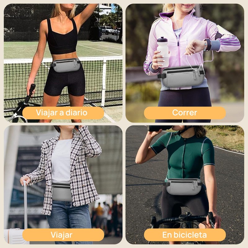 Riñonera de Viaje con Bloqueo RFID, Riñonera con Cremallera Invisible