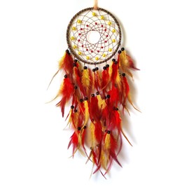 Donko Dream Catcher Orange and Red Feather Dream Catchers for Bedroom Handmade Dream Catcher Ornaments for Bedroom Wall Hanging