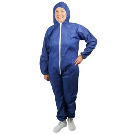 ARNOMED PP Protective Suit Disposable Blue, 1 x Full Body Suit Size L (130 x 171 cm), Paint & Painting Suit Disposable with Hood, Blue Disposable Work Overalls for Men/Women, Latex-Free Protective