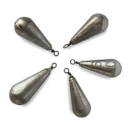 Lasama 5 x pear lead with swivel eyelet, 20-120 g, ground lead, sea lead, olive lead, fishing lead (5 x 20 g)