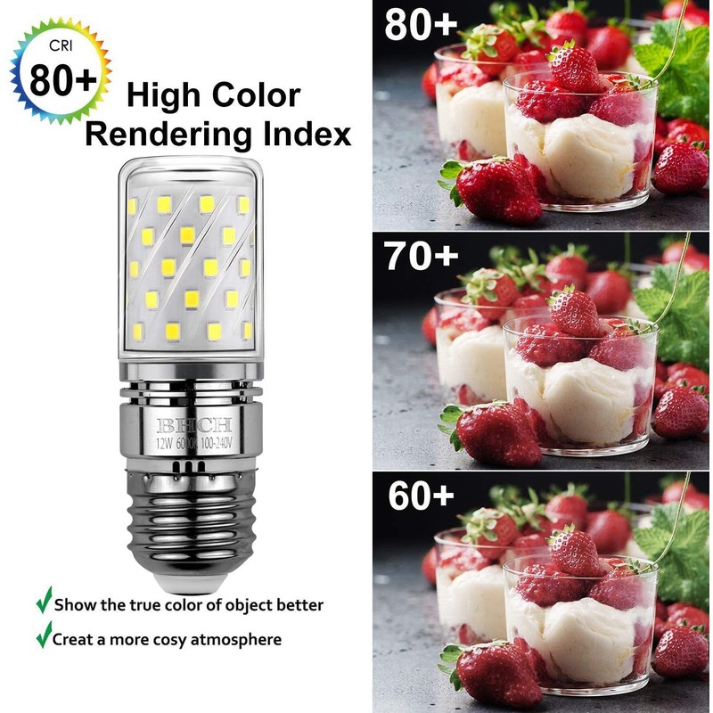 E26 LED Corn Bulbs 12W,6000K Daylight White,1200LM,100W Incandescent Bulbs Equivalent,Pack