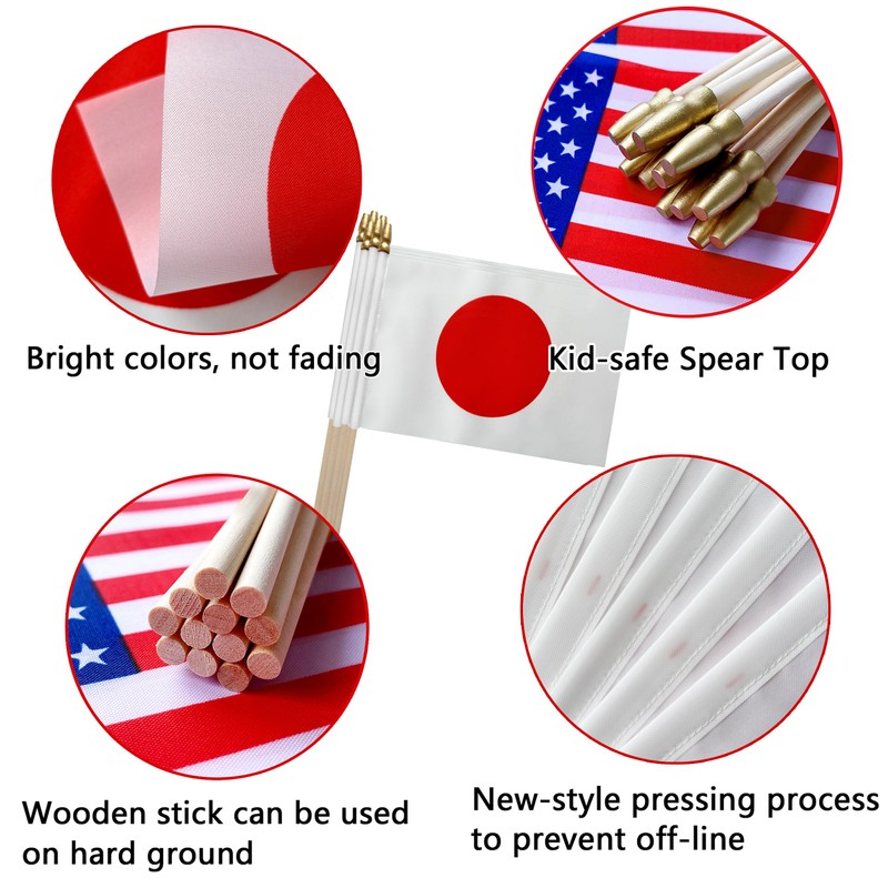 TSMD Japan Stick Flag Japanese Small Mini Hand Held Flags,5x8