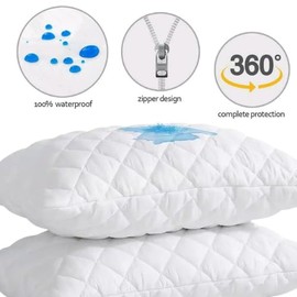 ASA Home Luxury Pillow Protector Cover Waterproof & Breathable Zipped Pillows Pack of 2, Microfiber Pillowcase Protectors, Easy Maintenance,Quilted Comfortable Pillow Cover (Pack of 2)