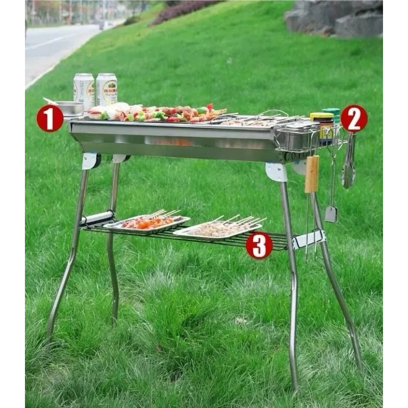 cestbella Asador Acero Inoxidable De Plegable Con Bolsa Almacenamiento
