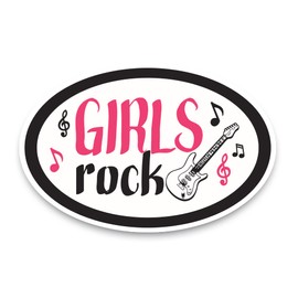 Magnet Me Up Girls Rock Pink and Black Guitar Oval Magnet Decal – 4"x6" Heavy-Duty Waterproof Automotive Magnet for Car, Truck, SUV, Locker, Refrigerator, Durable, Fade-Resistant, Crafted in USA