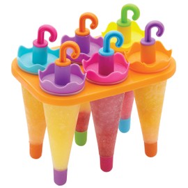 KitchenCraft Ice Lolly Mould with 6 Reusable Umbrella Style Sticks, Plastic, Multi Colour