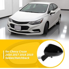 Motoforti 5Pin Left Driver Side Mirror Replacement for Chevy Cruze 16-19 Sedan/Hatchback Power Door Mirror Assembly Heated Glass Manual Fold Gloss Black Replace# GM1320542