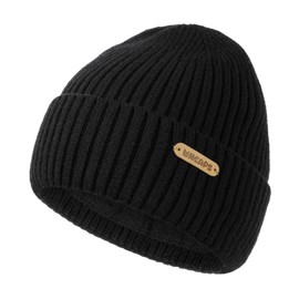 Wmcaps Children's Winter Hat, Hat with Warm Fleece Lining, Comfortable Knitted Hat, Wool Hat for Children Aged 2-12 Years, Warm Gifts for Little Boys and Girls, black